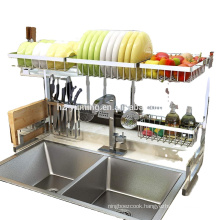 Best selling 304 Stainless Steel Dish Drying Rack Over Sink Drainer Shelf for Kitchen Supplies Storage